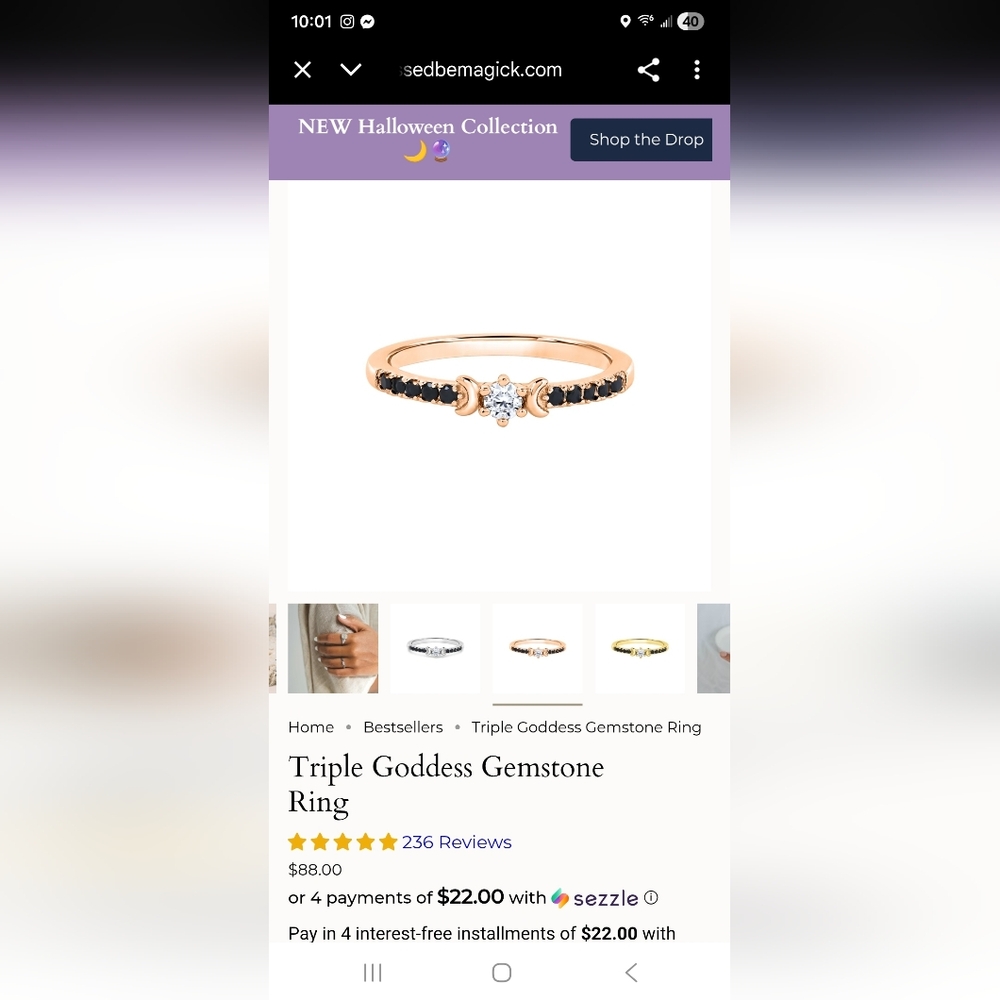 Blessed Be MAGICK Triple Goddess Ring - Picture 4 of 4